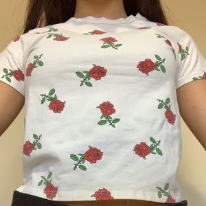 Forever 21 Rose Crop Tee